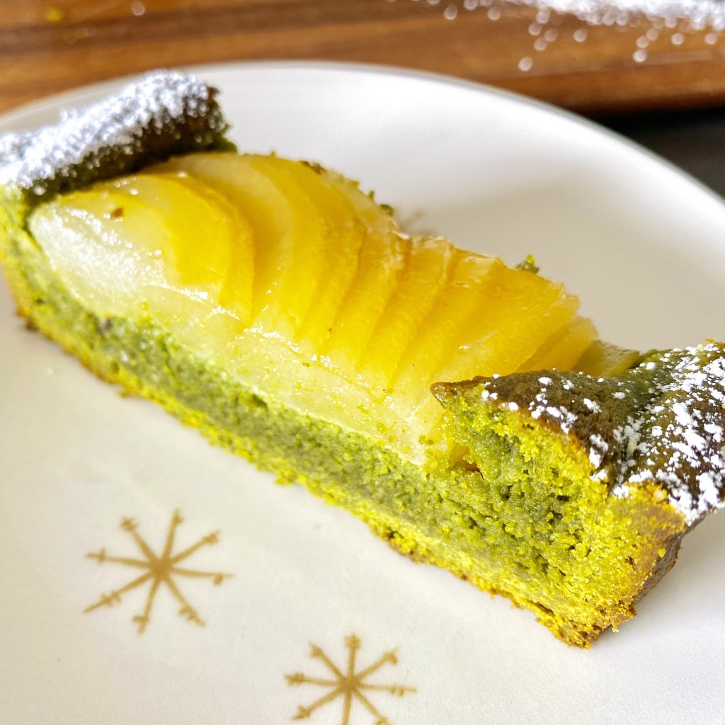 Sliced Matcha Pear Tart