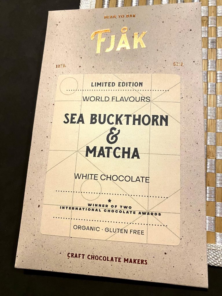 FJAK Sea buckthorn and Matcha chocolate front side