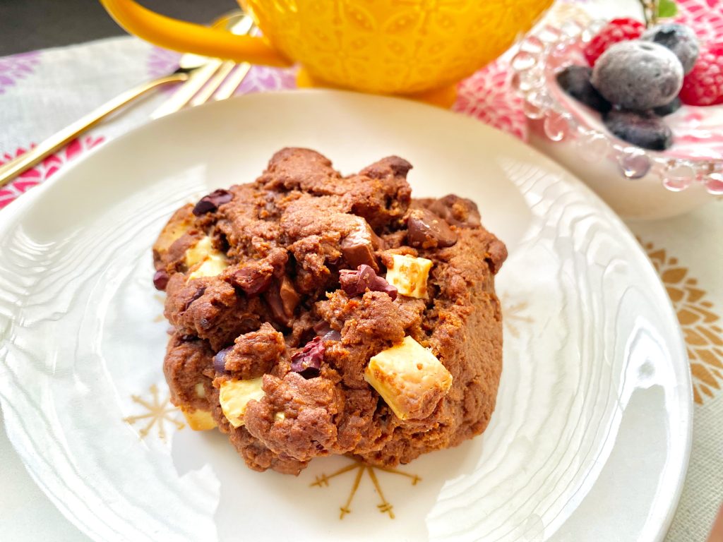 Vegan triple chocolate scone in breakfast