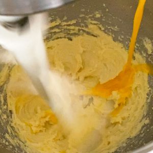 Adding egg to butter and sugar