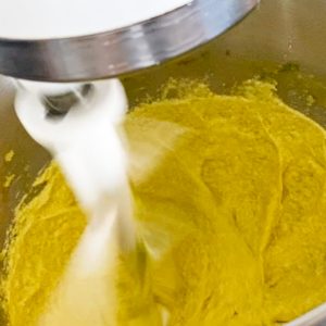 Mixing butter sugar and eggs
