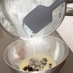 Chopped chocolate and heavy cream for ganache