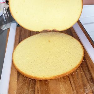 Slice a sponge cake
