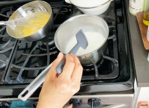 Boiling milk for custard cream