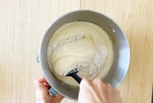 Add flour into egg mixture