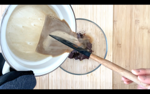 Add soy milk to chocolate