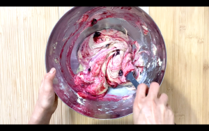 Fold in blueberry compote