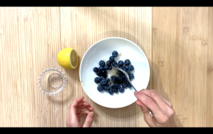 Mix blueberries sugar and lemon juice
