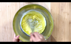 Mix yogurt sugar and EVOO