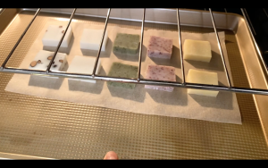 Toast mochi rice cakes in oven