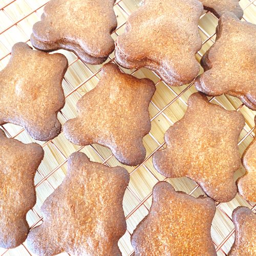 Dairy and egg free Honey Nut Butter cookies on a cooling rack