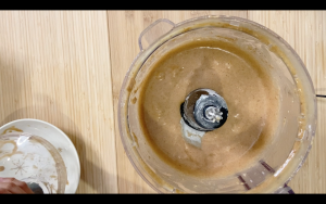 Add powders to banana puree mixture