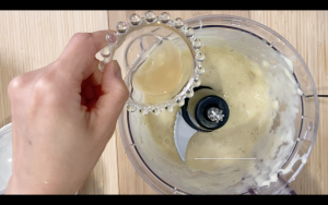 Add vinegar to banana puree