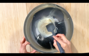 Mix soy milk, sugar, and salt