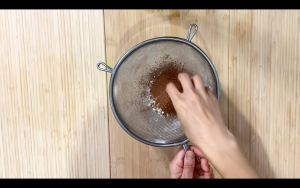 Sift rice flour and cocoa powder