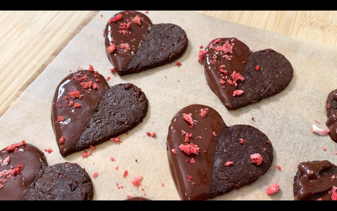 Vegan Gluten-free Tahini Chocolate Cookies on wooden plate