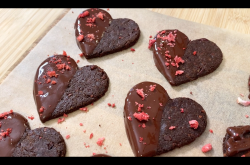 Vegan Gluten-free Tahini Chocolate Cookies on wooden plate