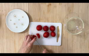 Cut the strawberries