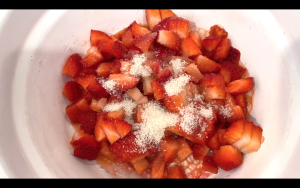 Combine strawberries, sugar, and lemon juice