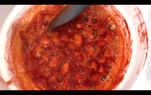 Continue cooking the strawberry compote