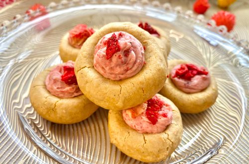 Vegan gluten-free Strawberry Milk Cookies on a plate
