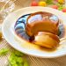 Vegan maple vanilla pudding on a plate
